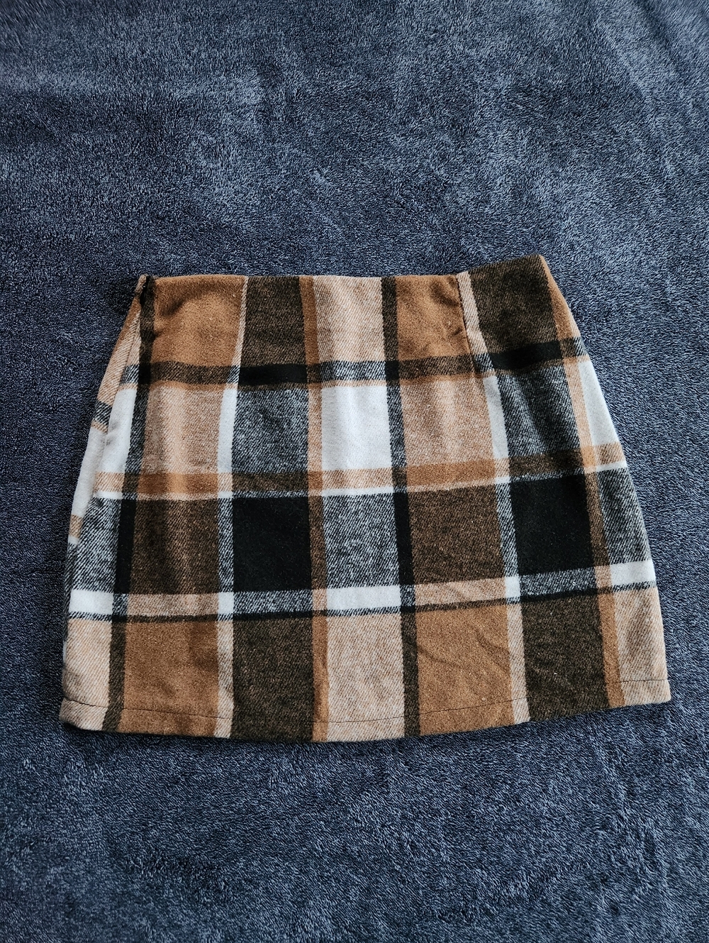 SHEIN Brown, Black & White Plaid Mini Skirt